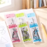 小学生尺子套装四件套透明塑料直尺三角尺 券后2.01元包邮