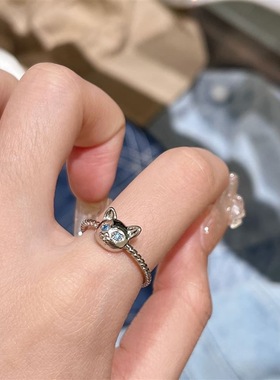 可爱猫咪戒指 女款小众设计感甜美复古开口时尚个性ins对戒情侣款