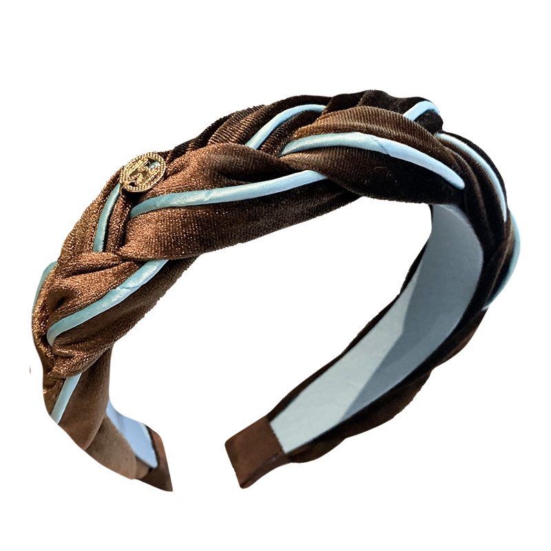 高级感撞色蓝咖麻花辫发箍女2025年秋冬新款高端丝绒增高炉顶头箍 - 图3