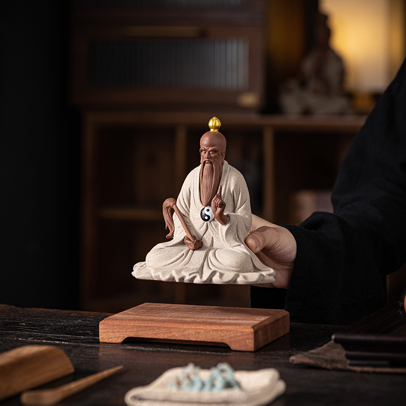 中式太上老君陶瓷像三清祖师像三清道祖灵宝元始道德天尊禅意摆件
