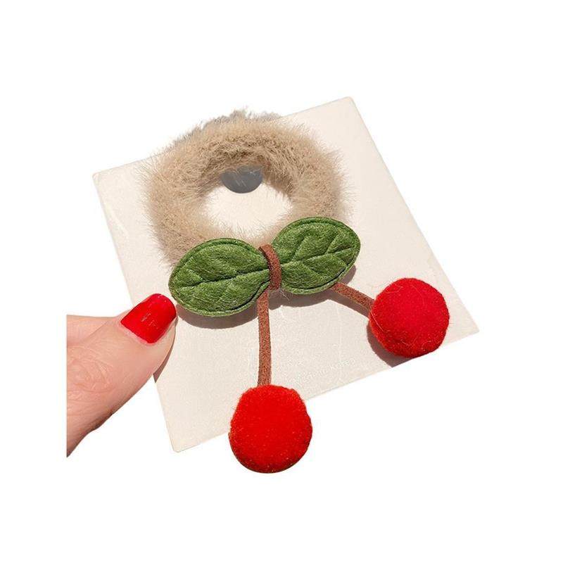 新年毛绒儿童毛巾圈发圈毛球樱桃发绳高弹力扎头发皮筋头绳女发饰,淘宝优惠券,粉丝福利购,淘宝优惠卷