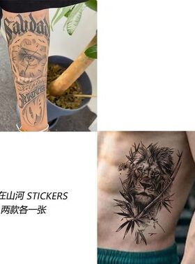 胳膊遮疤纹身贴暗黑花臂天使草本纹身贴半永久防水防搓欧美风霸气