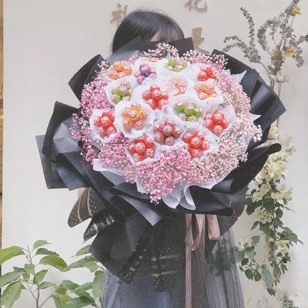 。成品棒棒糖生日花束满天星送男女朋友儿童节三八节七夕节生日礼