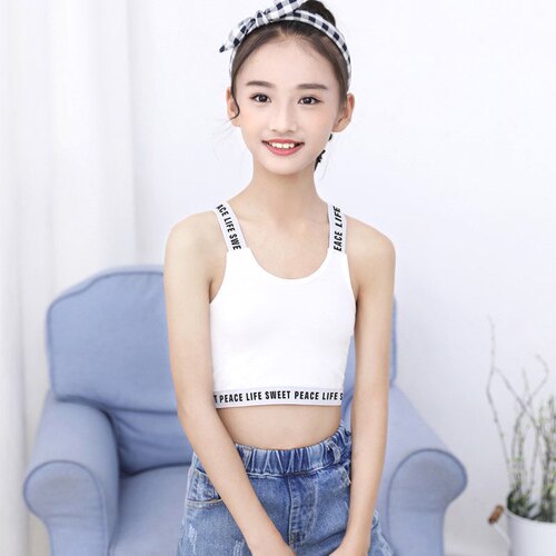 女童吊带背心女学生内衣发育期女孩纯棉抹胸中大童运动上衣5-15岁 - 图2
