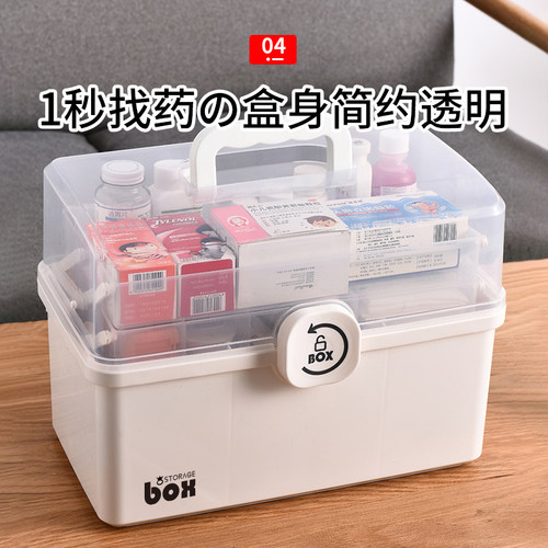 日本药箱家庭装医药箱家用药品药物收纳盒大号容量多层儿童小药盒 - 图2
