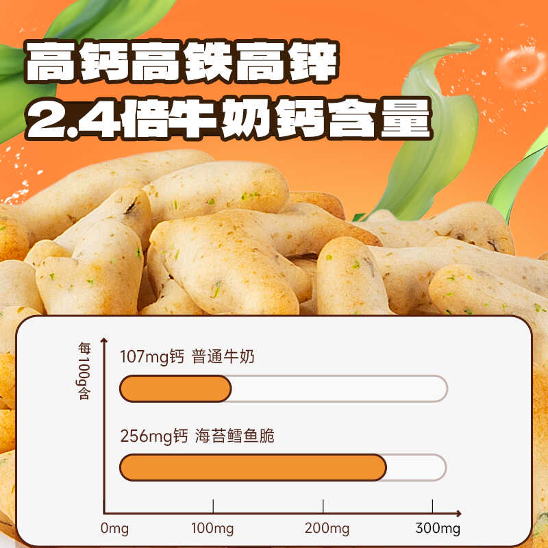 【小鹿蓝蓝_海苔鳕鱼脆】强化钙铁锌非油炸饼干儿童零食品牌 - 图1