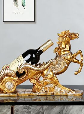 树脂工艺品欧式双战马红葡萄酒架客厅创意摆件摆设礼家居酒柜装饰