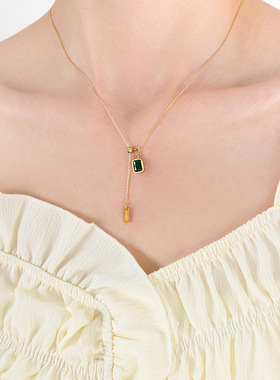 方块锆石吊坠项链时尚饰品圣诞节小饰品新品众配饰出口跨境女跨境