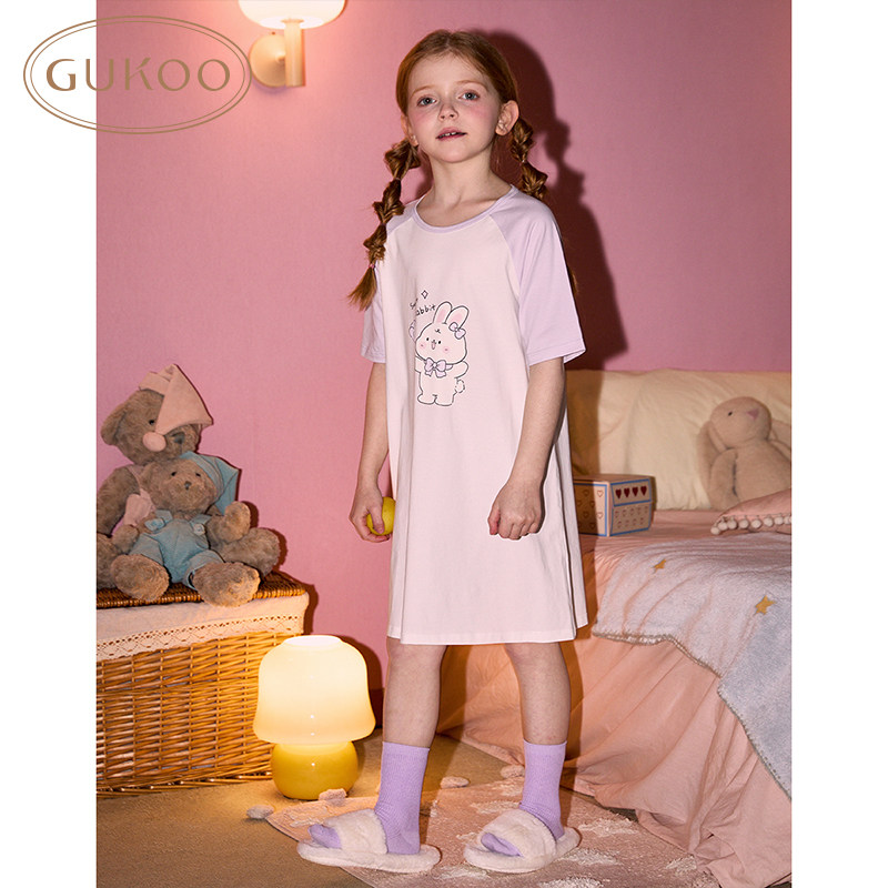 睡衣儿童夏季棉氨兔子卡通短袖女童空调服睡裙,淘宝优惠券,粉丝福利购,淘宝优惠卷