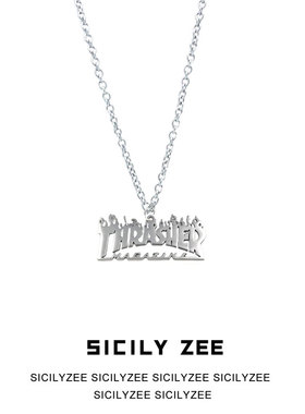 SIZEE字母军牌蹦迪T恤钛钢项链