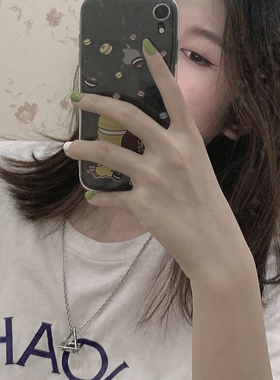 钛钢几何项链不掉色极简搭配