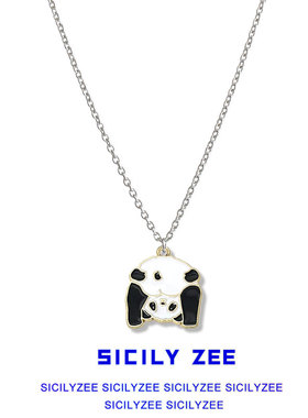 趣味卡通熊猫项链男潮ins情侣