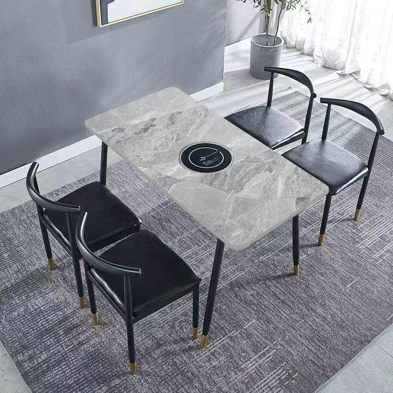 定制岩板火锅桌子商用电磁炉一体商用煤气灶串串大理石一桌四椅,淘宝优惠券,粉丝福利购,淘宝优惠卷