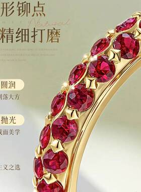 时尚金色鸽血红刚玉戒指女轻奢
