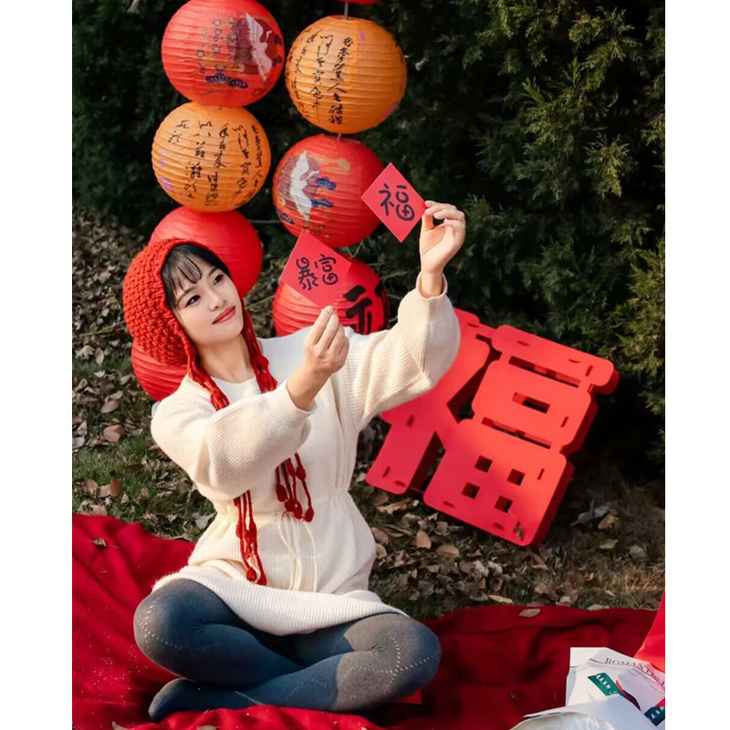 2025喜乐蛇年新年拍照道具外景拍摄挂布条幅背景过年主题装饰ins