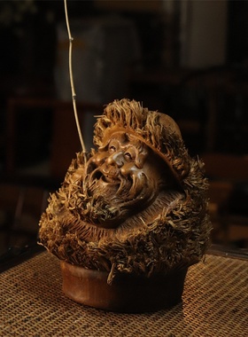 家居摆件手工工艺品竹根雕渔翁钓鱼老头整个竹子雕刻摆件文玩精品