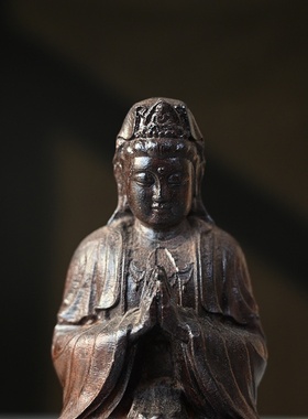 沉香木雕刻坐禅合手观音菩萨神像坐莲南海观世音佛像家居供奉摆件