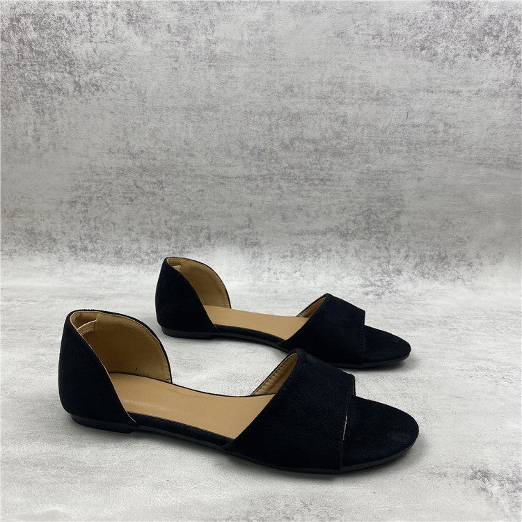 外贸大码2022新款一字型鱼嘴平底单鞋中空露趾百搭软底大码女凉鞋,淘宝优惠券,粉丝福利购,淘宝优惠卷