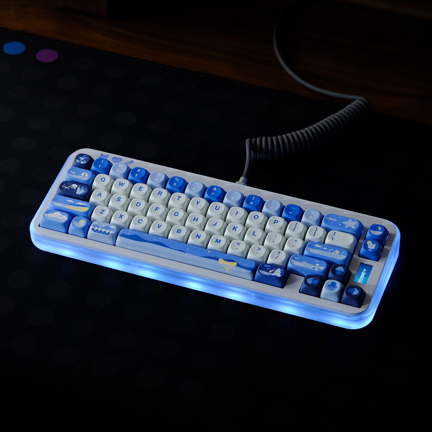 星尘外设   看海  MOA高度  蓝色 热升华键帽 PBT材质 - 图0