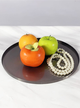 不锈钢电镀圆形首饰托盘桌面装饰摆件金色镜面饰品展示