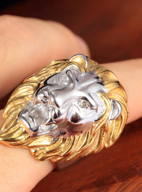 欧美不锈钢指环配饰 男士饰品戒子 霸气钛钢狮子头戒指