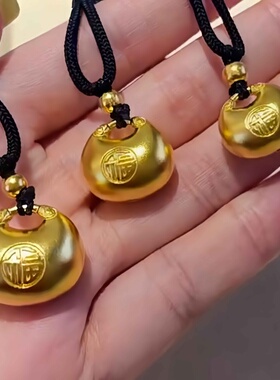 金包银小胖福吊坠平安金坨坨项链