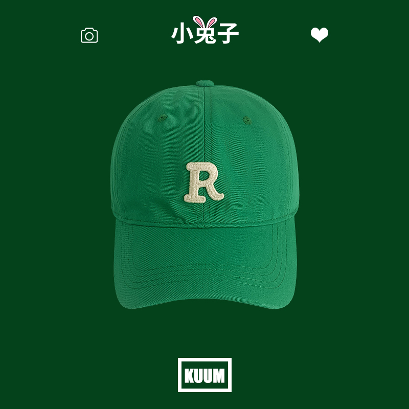 一些夏日清新绿色棒球帽子女春夏韩版字母刺绣百搭街头鸭舌帽潮男 - 图0