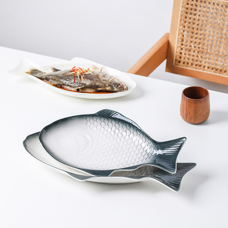居韵北欧蒸鱼盘餐具盘子鱼盘家用创意新款大号鱼形盘装鱼盘子,淘宝优惠券,粉丝福利购,淘宝优惠卷