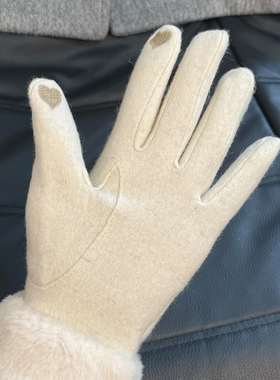 秋冬羊毛加绒保暖女士骑行手套