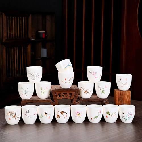 羊脂玉瓷茶杯单杯主人杯个人杯品茗杯茶杯子高端大气上档次功夫杯 - 图0