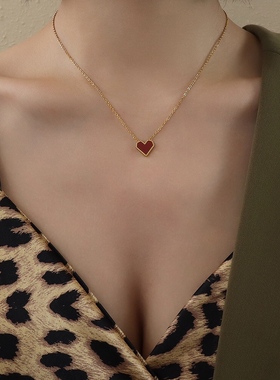 emily本命年红色爱心18k女金项链