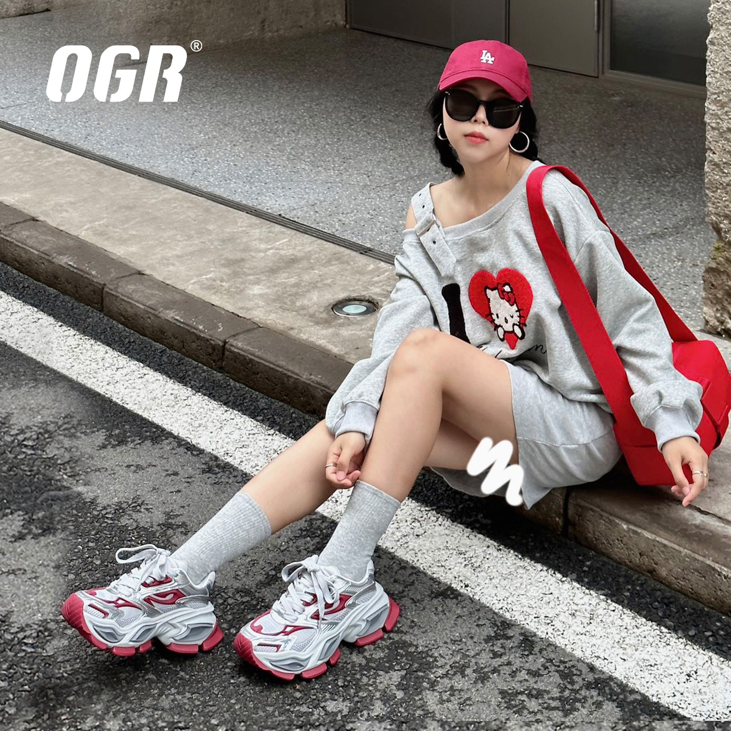 【黄景瑜同款】OGR异瞳猫眼鞋老爹鞋男女2025秋冬厚底增高鞋绑带 - 图1