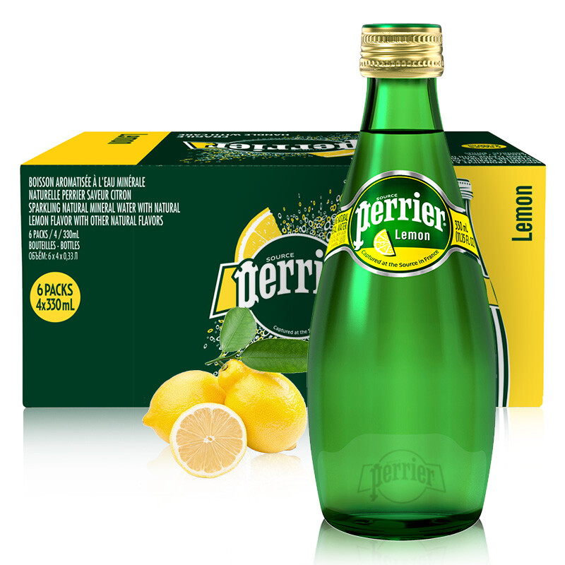 法国Perrier巴黎水天然含气矿泉水饮料330ml*24瓶非苏打气泡水 - 图1