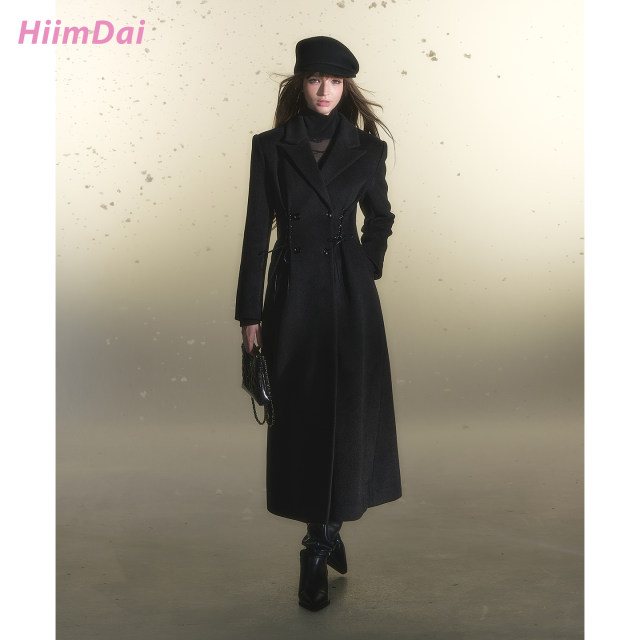 HiimDai supermodel hourglass waist woolen coat