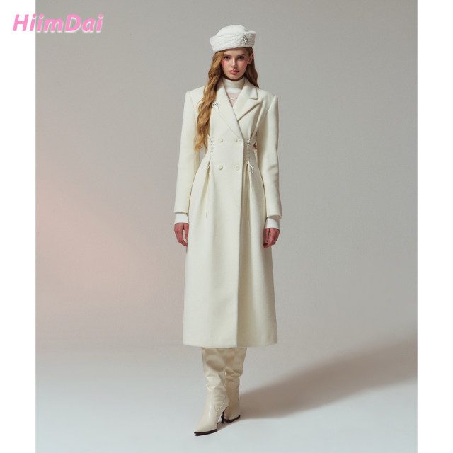 HiimDai supermodel hourglass waist woolen coat
