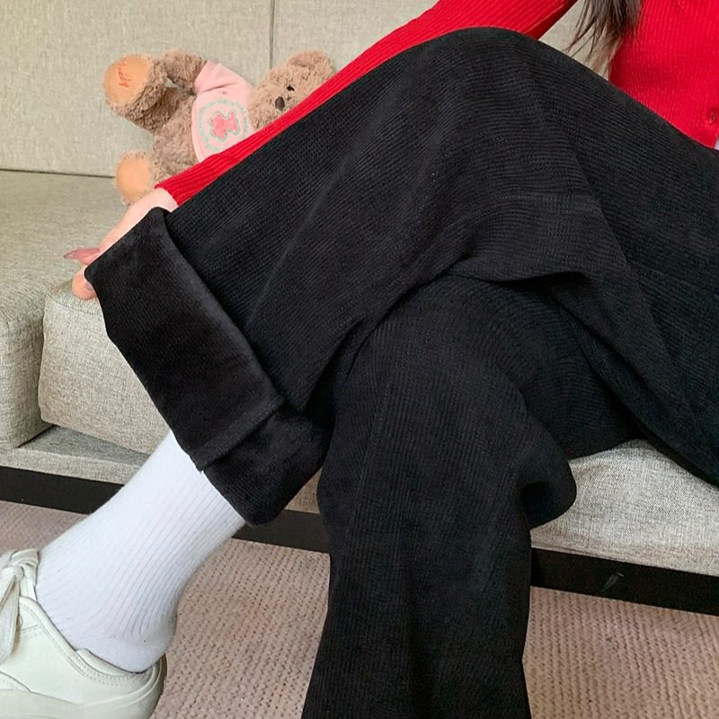 茶粒籽~2025秋冬新款女加绒加厚休闲百搭纽扣抽绳阔腿裤,淘宝优惠券,粉丝福利购,淘宝优惠卷