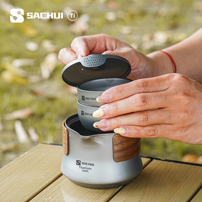 纯钛茶具旅行快客杯便携式户外钛金属泡茶器双层防烫露营登山装备,淘宝优惠券,粉丝福利购,淘宝优惠卷