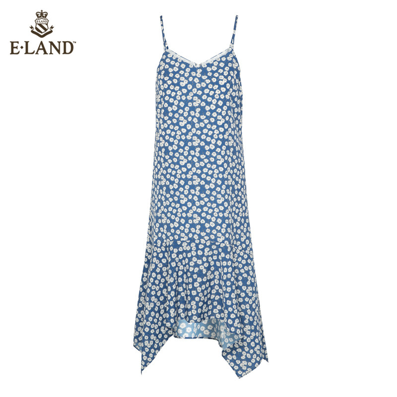 eland2020法式超仙碎花吊带连衣裙 衣恋集团outlets店连衣裙