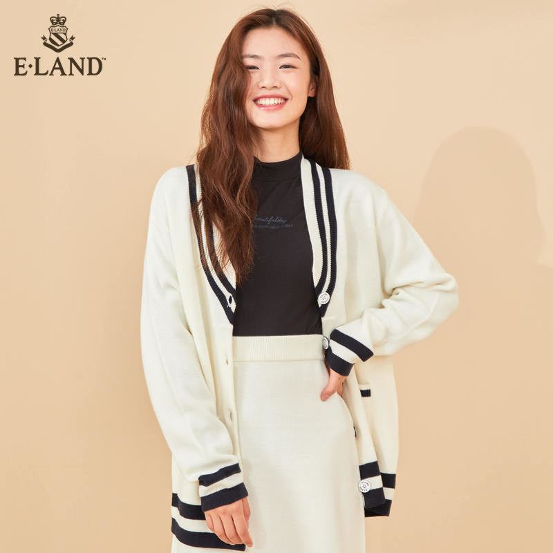 eland2020秋季新款温柔风外搭开衫 衣恋集团outlets店毛针织衫