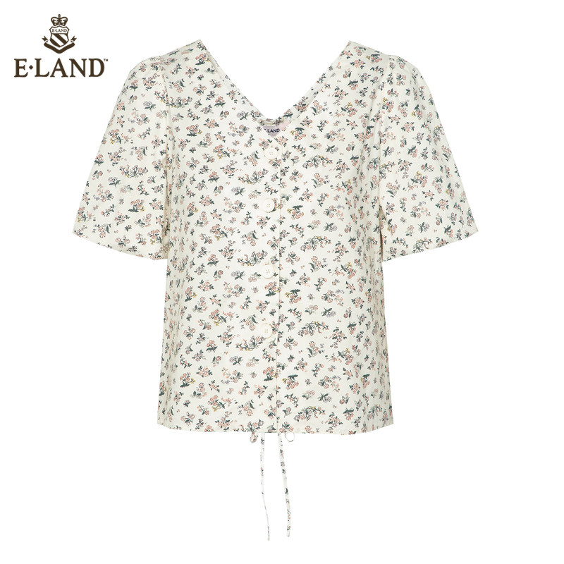 eland2020清新碎花v领两穿女衬衫 衣恋集团outlets店衬衫