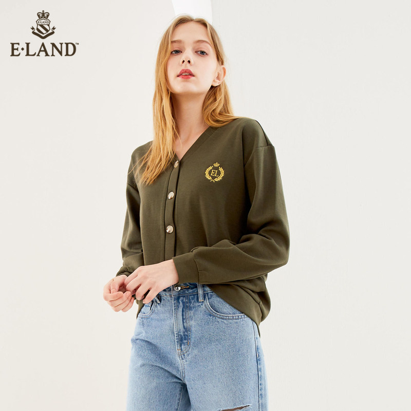 eland2020秋季新款韩版v领卫衣 衣恋集团outlets店卫衣/绒衫