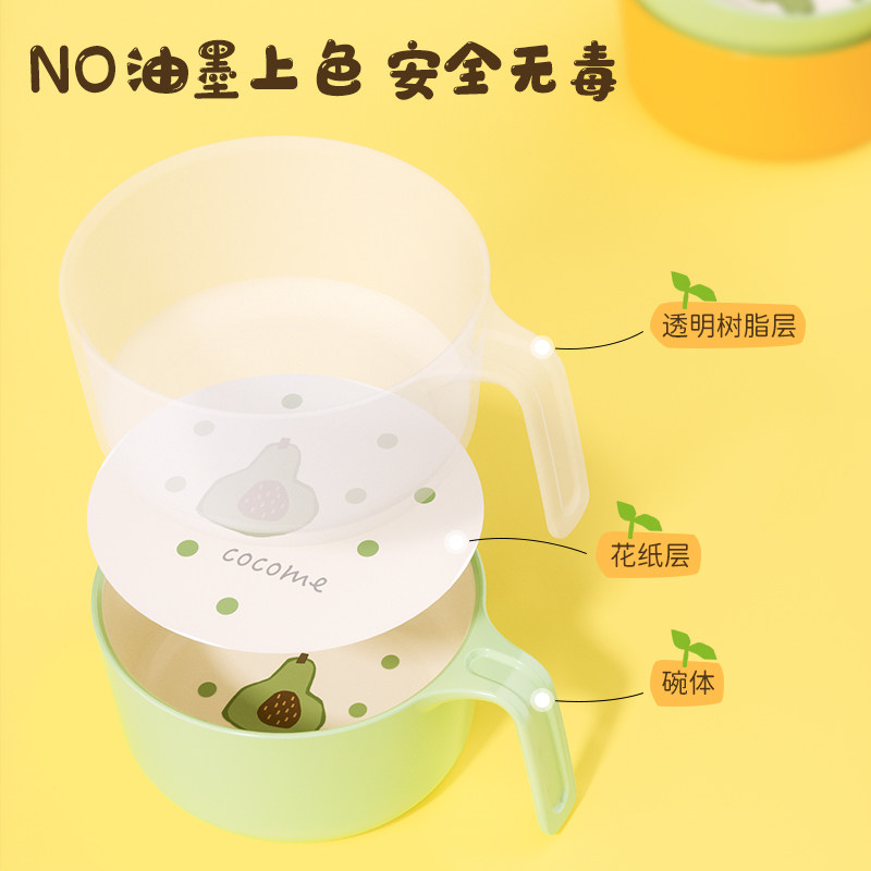 可可萌儿童碗辅食宝宝碗防摔防烫小孩吃饭专用大容量餐具卡通手柄 - 图0