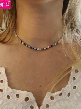 new ornaments bohemian short necklace rice bead Girls choker