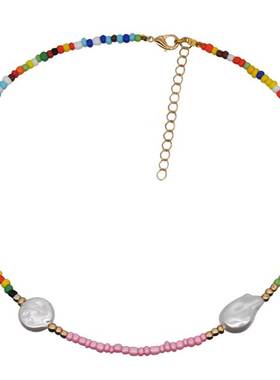 ins民族风米珠项链贝母彩颈链choker necklace women jewelry