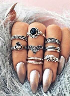 fashion finger rings women set star 镶钻戒指组合女尾戒指环