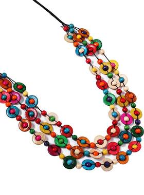 民族风椰壳项链多层编织海岛风手工饰品毛衣链装饰项链 Necklace