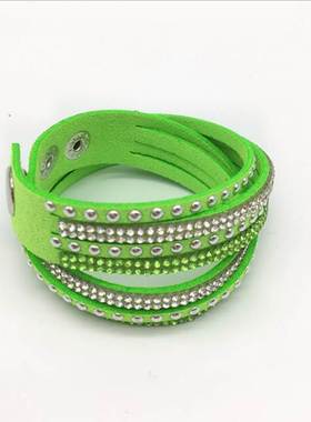 多层皮质镶钻欧美明星女手链 hand catenary women bracelet