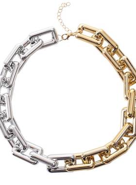 欧美方形链条颈链锁骨项链个性小众朋克项链necklace women