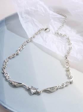 Love Diamond Choker student Necklace 天使之翼颈链翅膀项链女