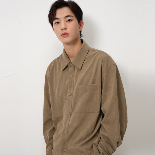 MODE COMMUTER| MC竖绒条灯芯绒休闲翻领长袖衬衫 - 图0